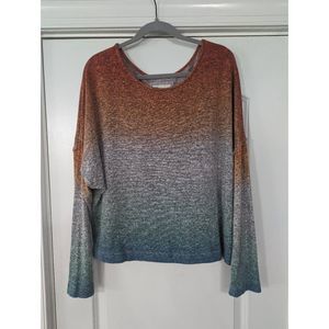 Saturday Sunday by Anthropologie Ombre Rainbow Sweater Lightweight Dolman size L